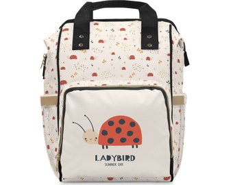 Ladybug Summer Red Black Polka Dot Multifunctional Diaper Backpack