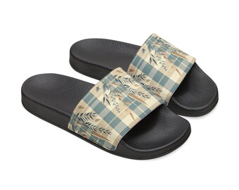 Sky Plaid Harvest Women's PU Slide Sandals