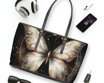 Midnight Moon Butterfly PU Leather Shoulder Bag