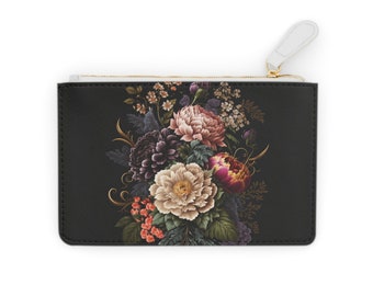 Dramatische Blumenstrauß Schwarz Mini Clutch Bag