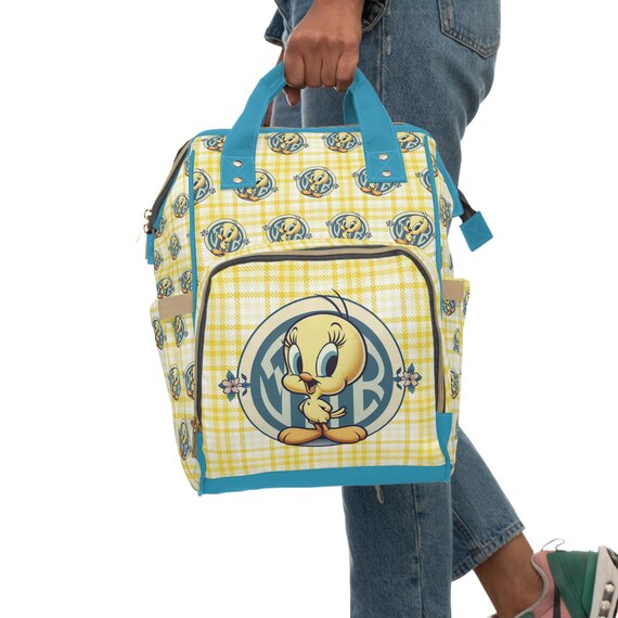 Yellow Plaid Cutie Bird Iconic Multifunctional Diaper Backpack Back to School Shoulder Bag White Turquoise Multipurpose Travel Bag Luggage Etsy