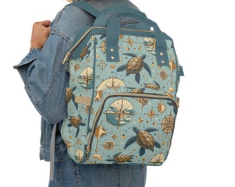 Nautical Turtles Multifunctional Diaper Backpack