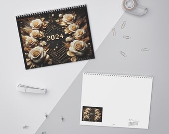 Floral Elegance 2024 Calendar - A Year in Golden Bloom