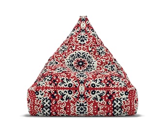 Red Geometric Polka Dot Bean Bag Chair Cover