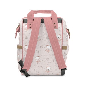 Graceful Cute Ballerina Bear in Pink Multifunctional Diaper Backpack image 3