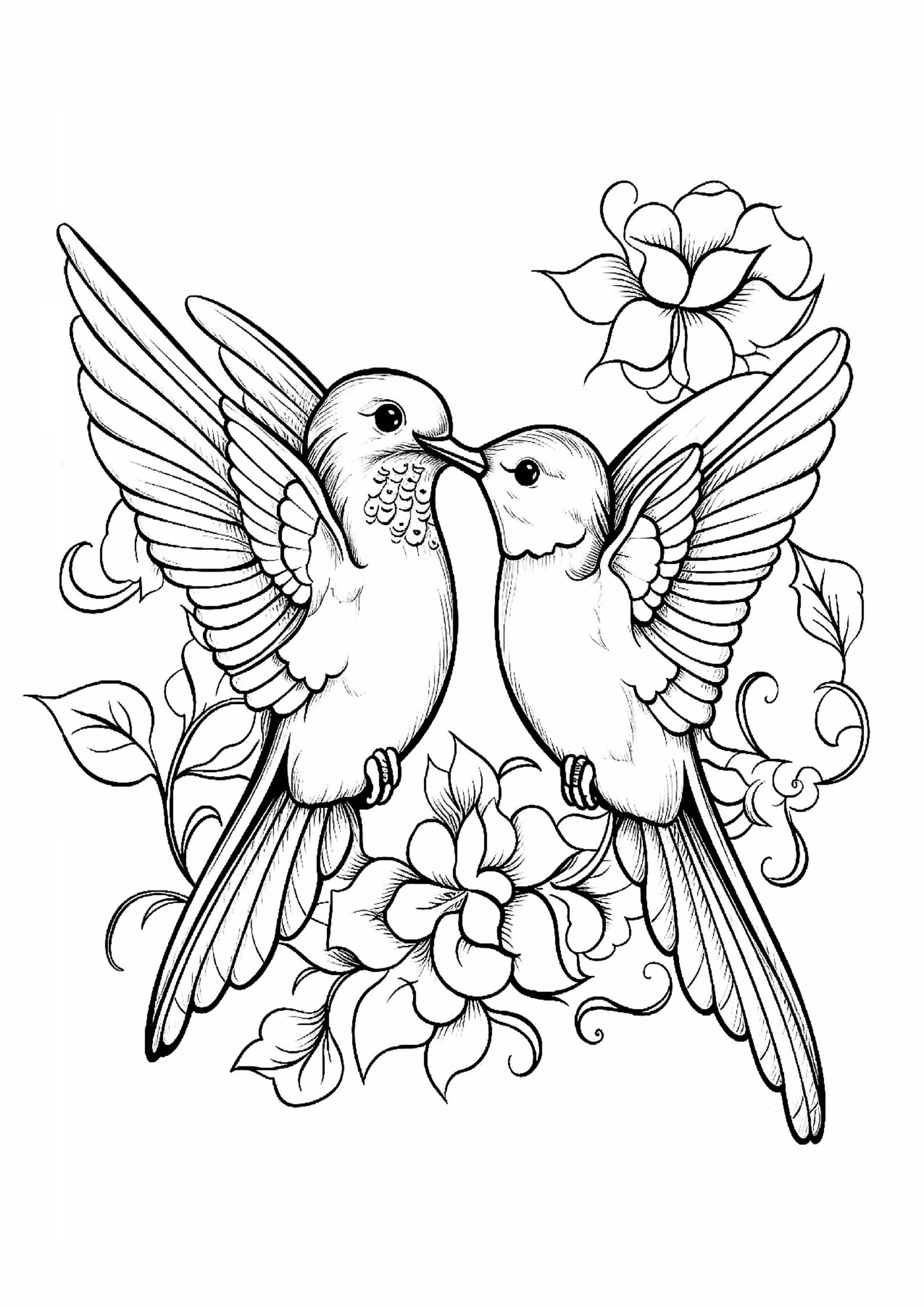 25 Cute Bird Coloring Pages Adults and Kids Coloring Book, Digital ...