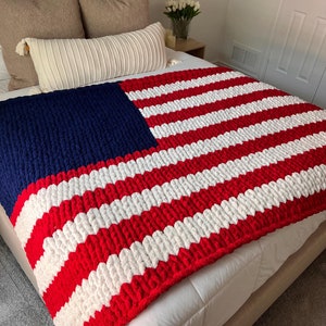 American Flag Chunky Knit Blanket