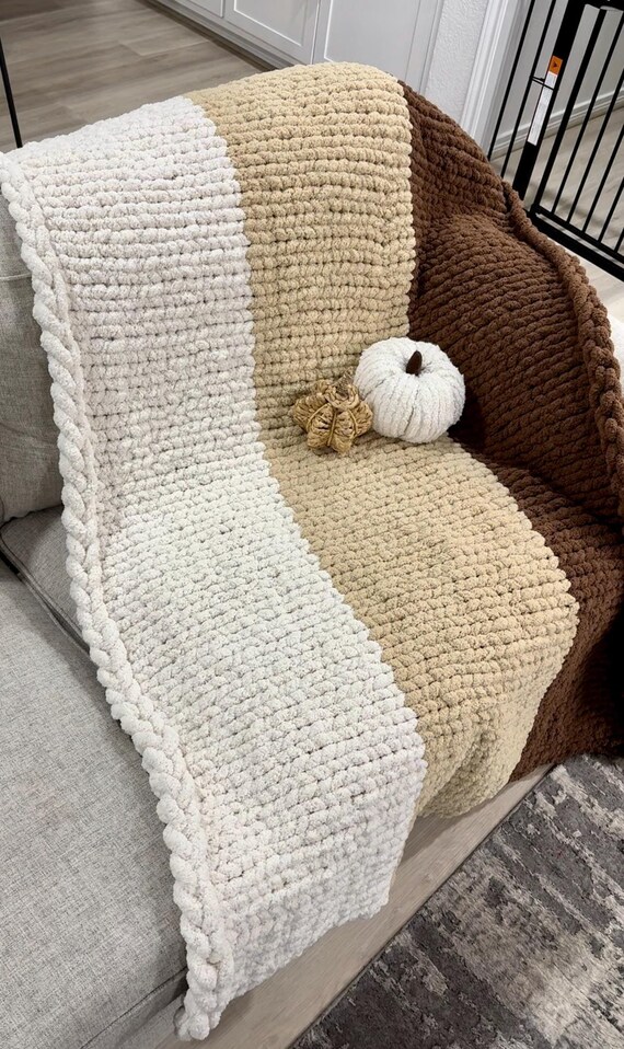 Ombre Chunky Knit Blanket Etsy
