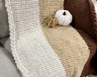 Brown Ombré Handmade Chunky Knit Blanket