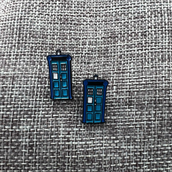 POLICE BOX TARDIS Stud Earrings - Mini Earrings Small Aesthetic Cute Sesh Party Cool Adorable Nerdy Geek Dr Who Doctor