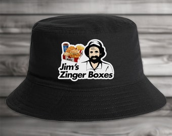 Jims Zinger Boxes Bucket Hat - Summer Aussie Meme Funny Sesh Bogan 4x4 4WD Tradie KFC