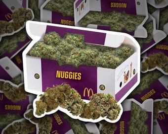 Nuggies Box Vinyl Sticker - Aussie Funny Meme Bogan Australia 4x4 4WD Sesh Party Stoner Adult Humour Weed Smoker Trippy 420
