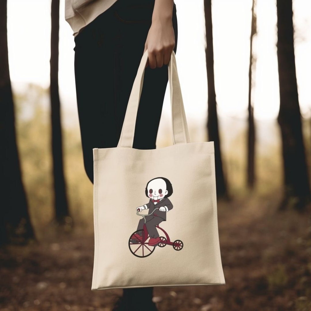 Saw Canvas Tote Bag, Billy the Puppet Tote, Jigsaw Tote, Horror Tote