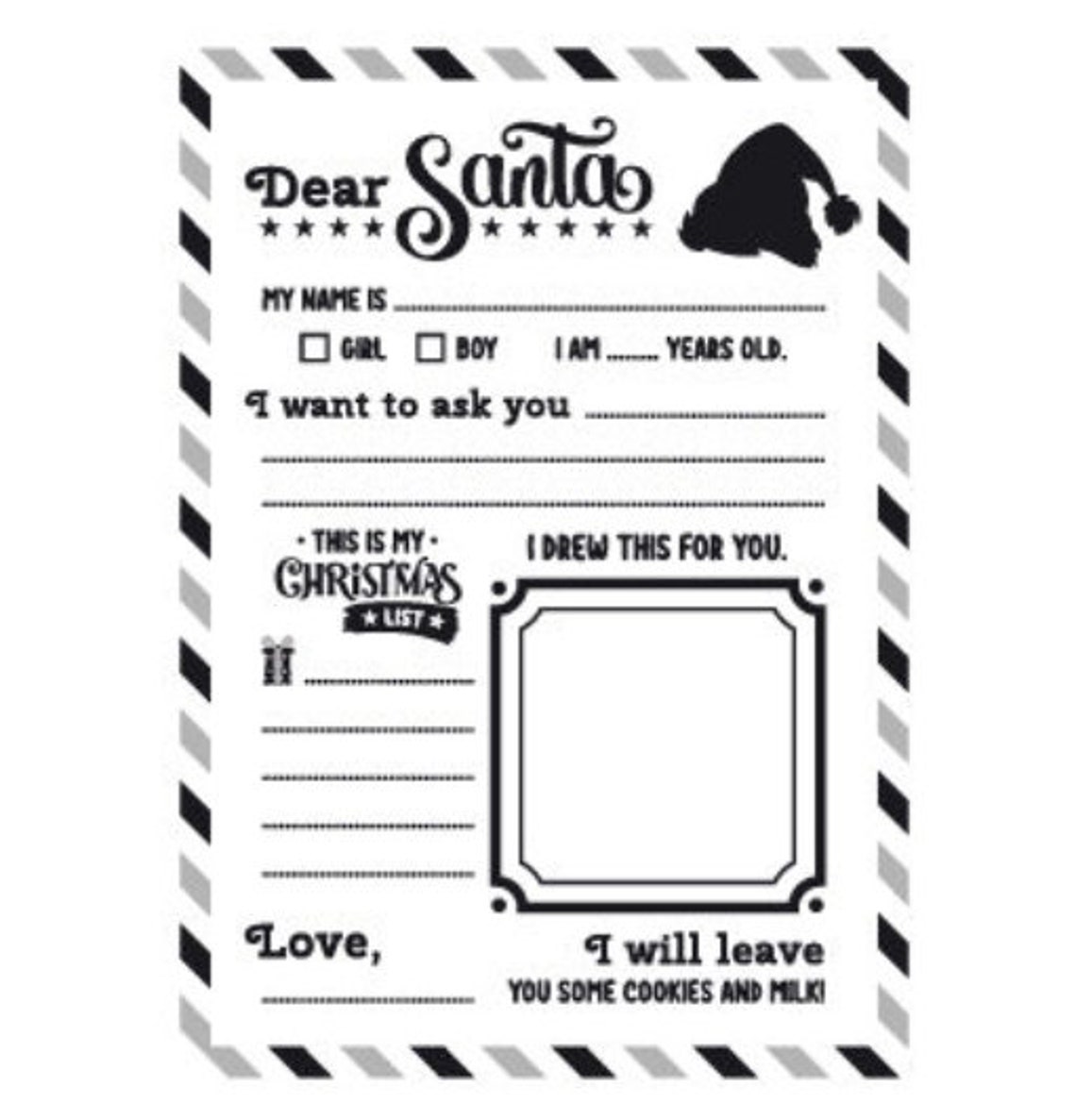 Letter to Santa PRINTABLE / Kids Letter to Santa / Santa Etsy
