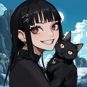 Cat Anime Portrait with Owner, Anime Pet Drawing, Anime Commission, Anime Pet Art, Personalized Anime Illustration, Custom Anime Gifts