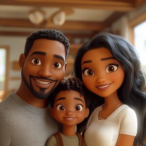 Disegno di famiglia personalizzato per papà, foto in ritratto animato, ritratto di famiglia animato, disegno di famiglia personalizzato, stampa digitale del miglior papà