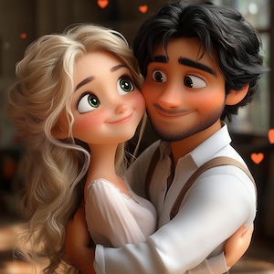 Paar Cartoon Zeichnung, Porträt im Animationsstil, 3D Cartoon Stil Porträt, personalisiertes Cartoon Geschenk, Jubiläumsgeschenkidee, digitale Datei