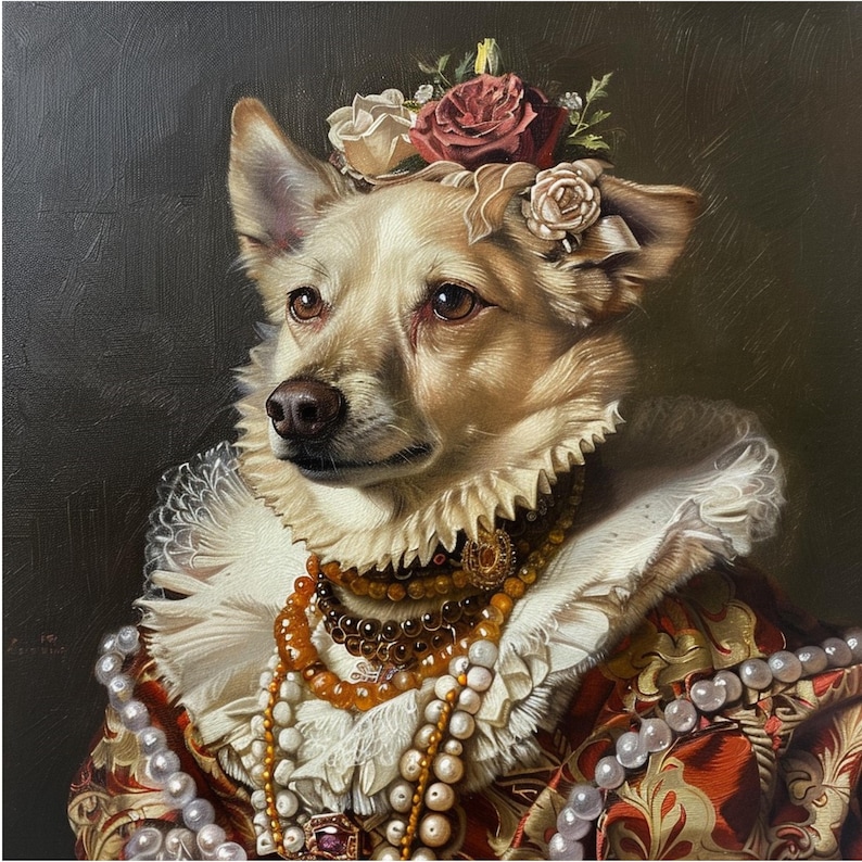 Renaissance Dog Portrait, Custom Regal Pet Painting, Royal Wall Art ...