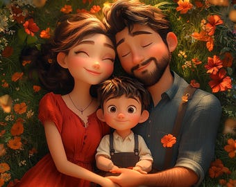 Personalised Family Portrait in Cartoon Style, Custom Cartoon Portrait, Cartoon Commission Art, Family Drawing from Photo, Combined Photos