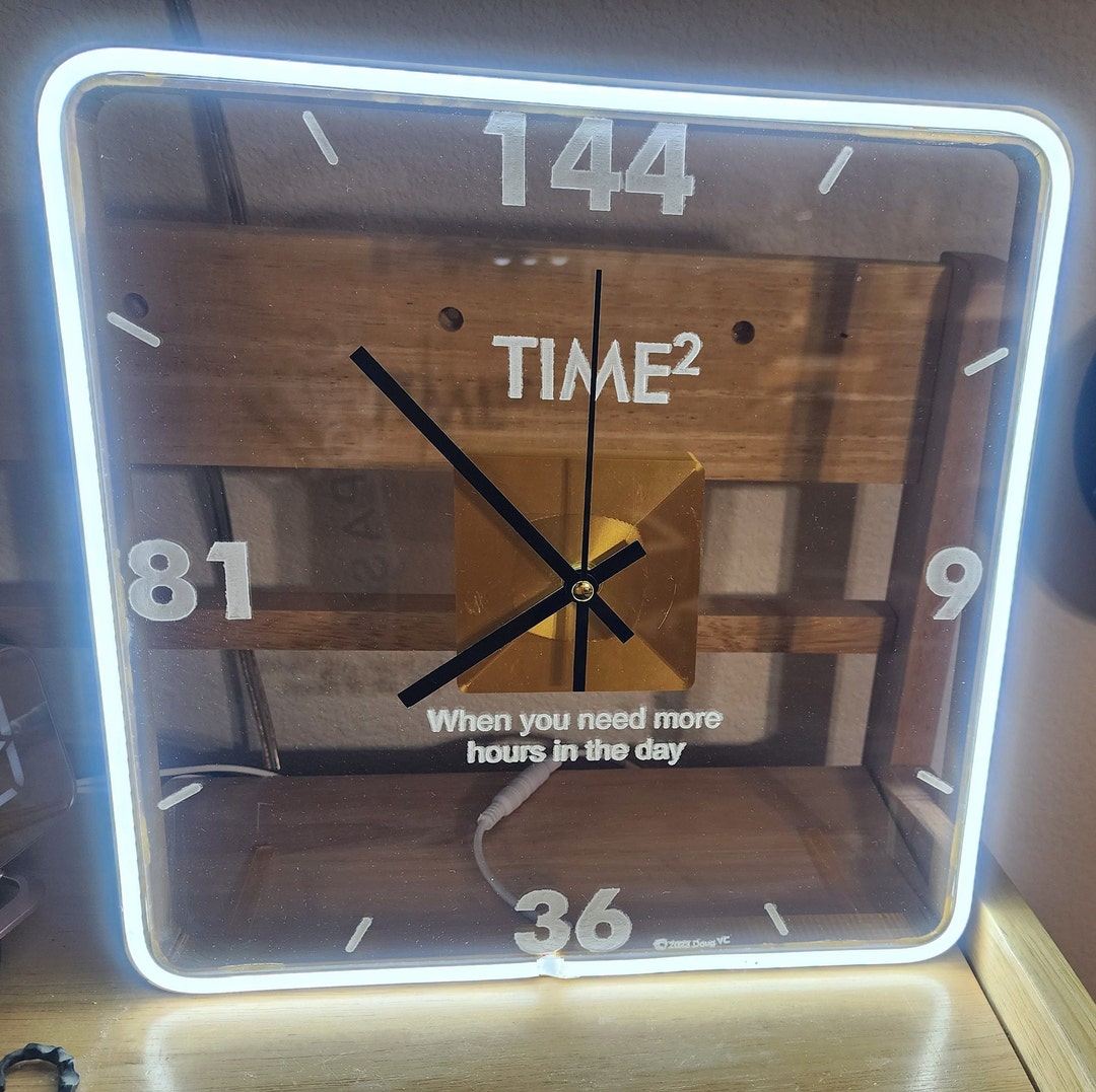 Time Squared LED Neon Clock Etsy