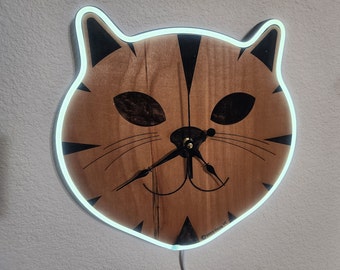 Cat Face - LED Neon Clock