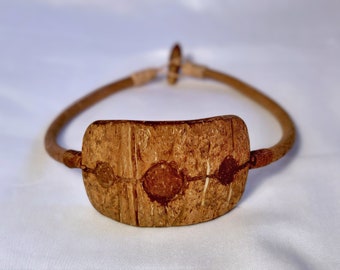 Coconut, Wood choker, Ethnic necklace, Bohemian necklace, Leather cord, Leather and wood, Rustic necklace, Brown choker, Leather necklace