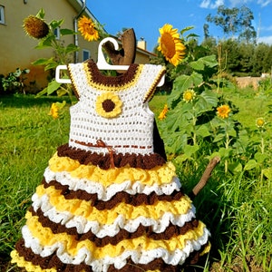 Handmade Sunflower Princess Crochet Dress