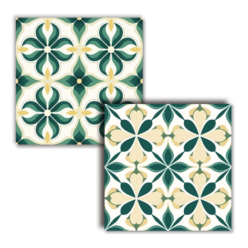 Green Tiles Geometric Symmetrical Seamless Pattern Drawing Clipart ...