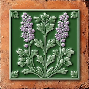Flower tile on red wall background