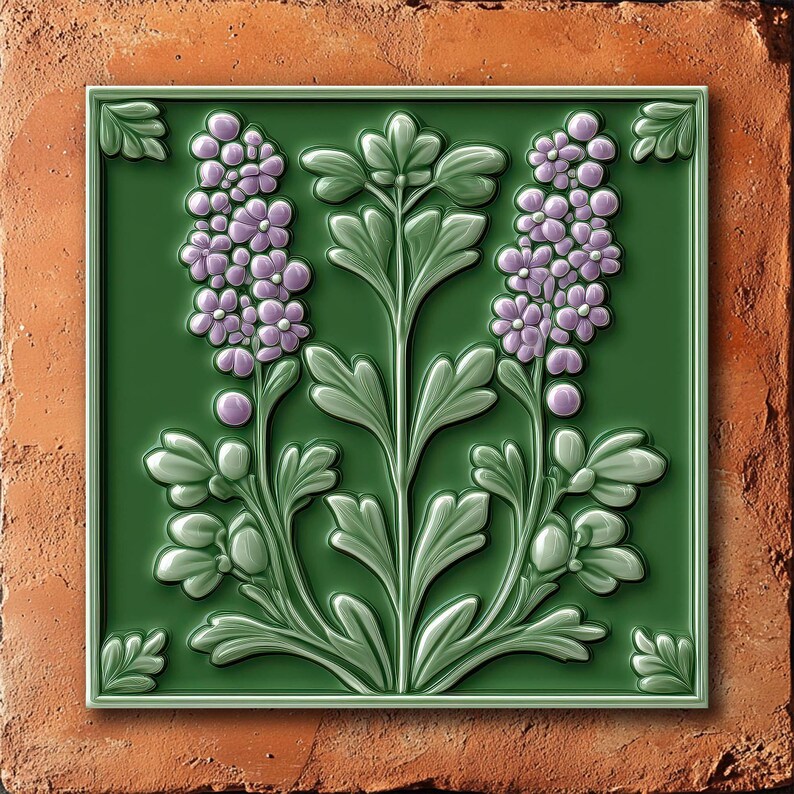 Flower tile on red wall background
