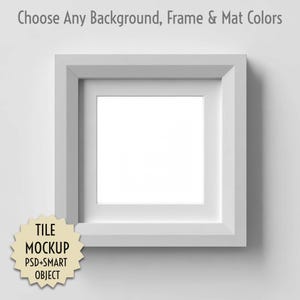 Quadratischer Rahmen Fliese Mockup | Anpassbare Hintergrund-, Rahmen- und Mattenfarben mit Tausenden von Kombinationen | PSD Smartobjekt | A4 & Letter