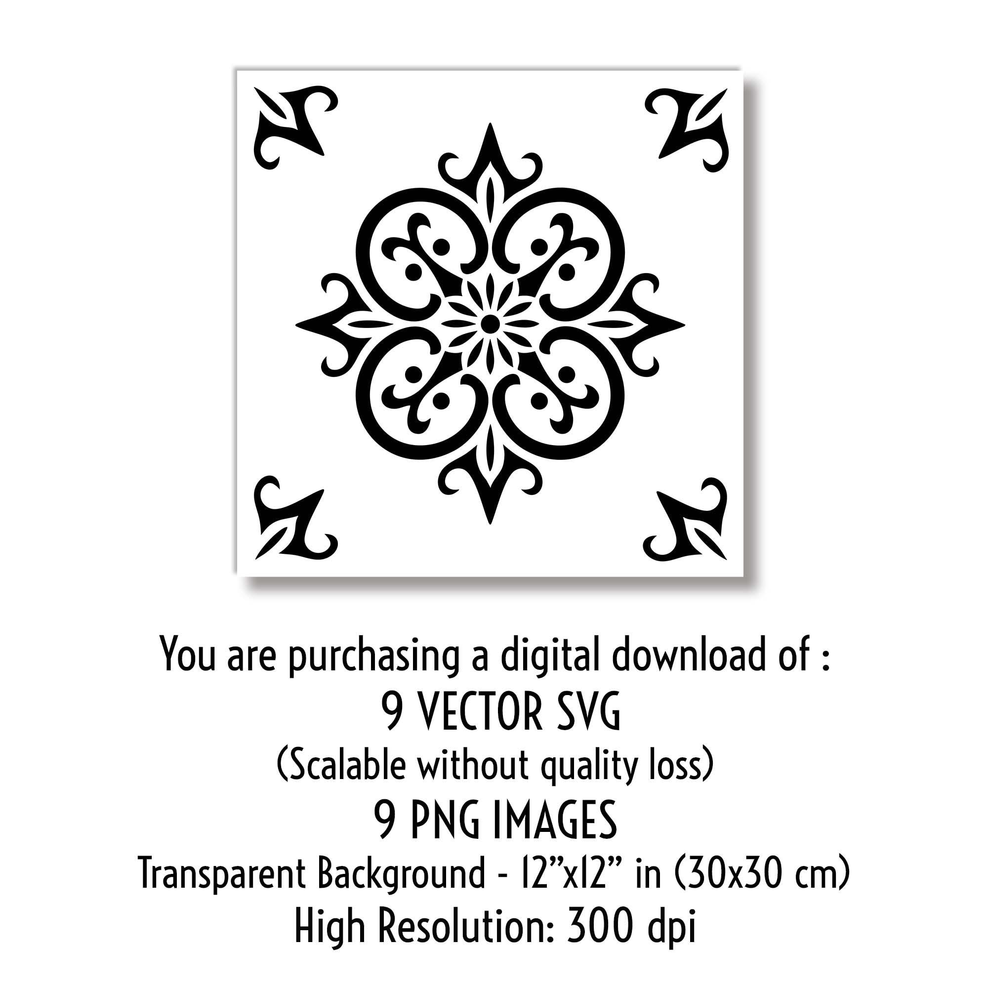 Vector SVG Tile Set, PNG Transparent Background, Floral Patterns ...
