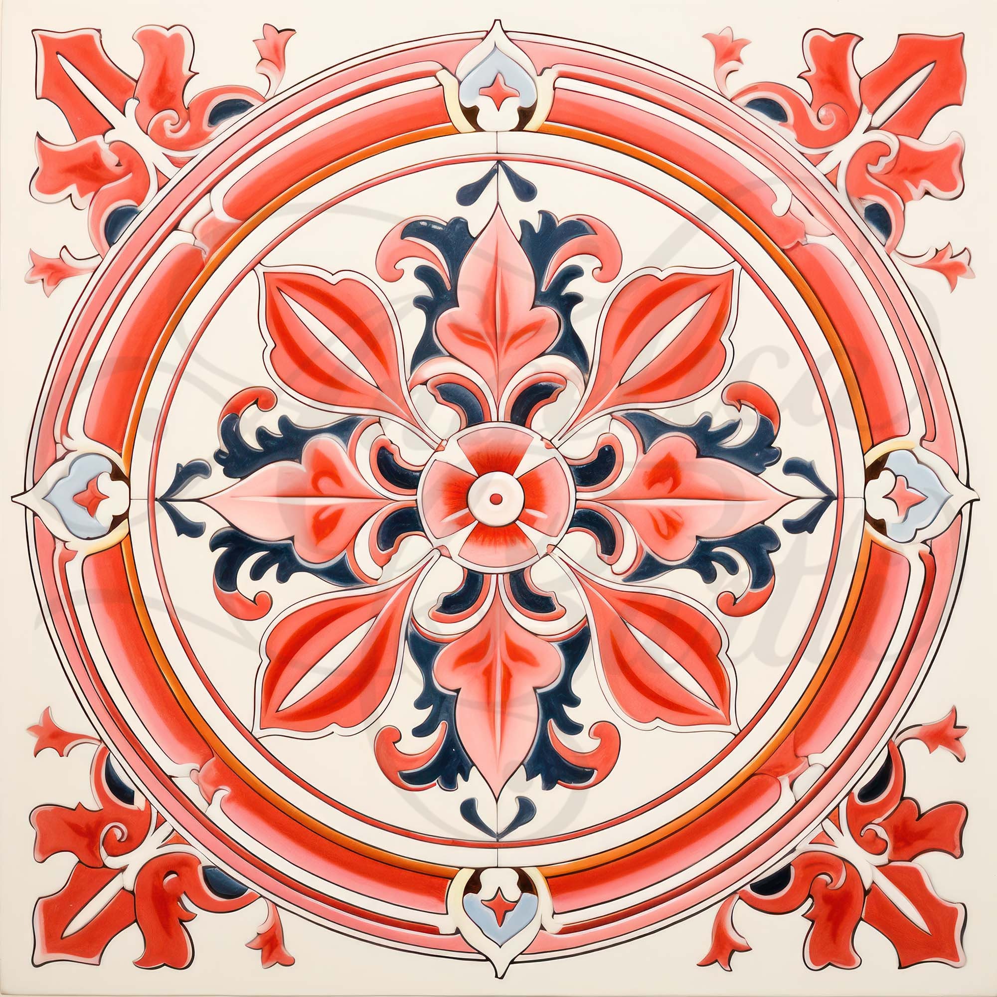 Red Vintage Victorian Antique Floral Tile Set Spanish Clipart ...