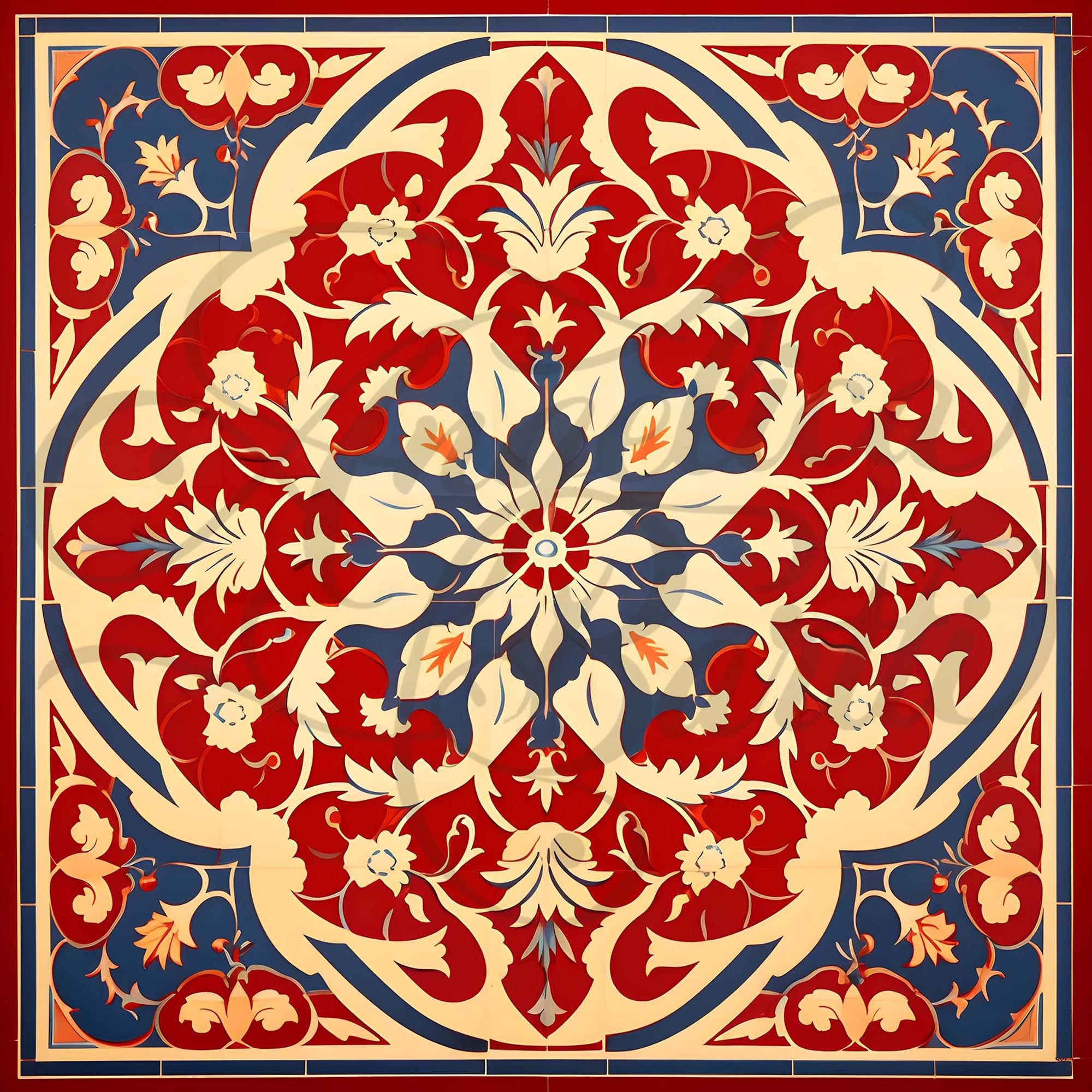 Vintage Red Tile Clipart: Set of 9 Spanish-style Tiles, Decoration, and