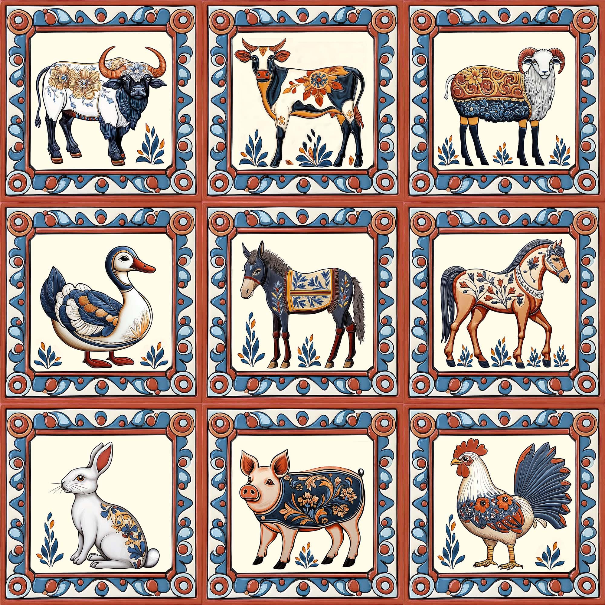 Animal Tiles, Farmhouse Print Mosaic, for Backsplash, Kitchen, Wall ...