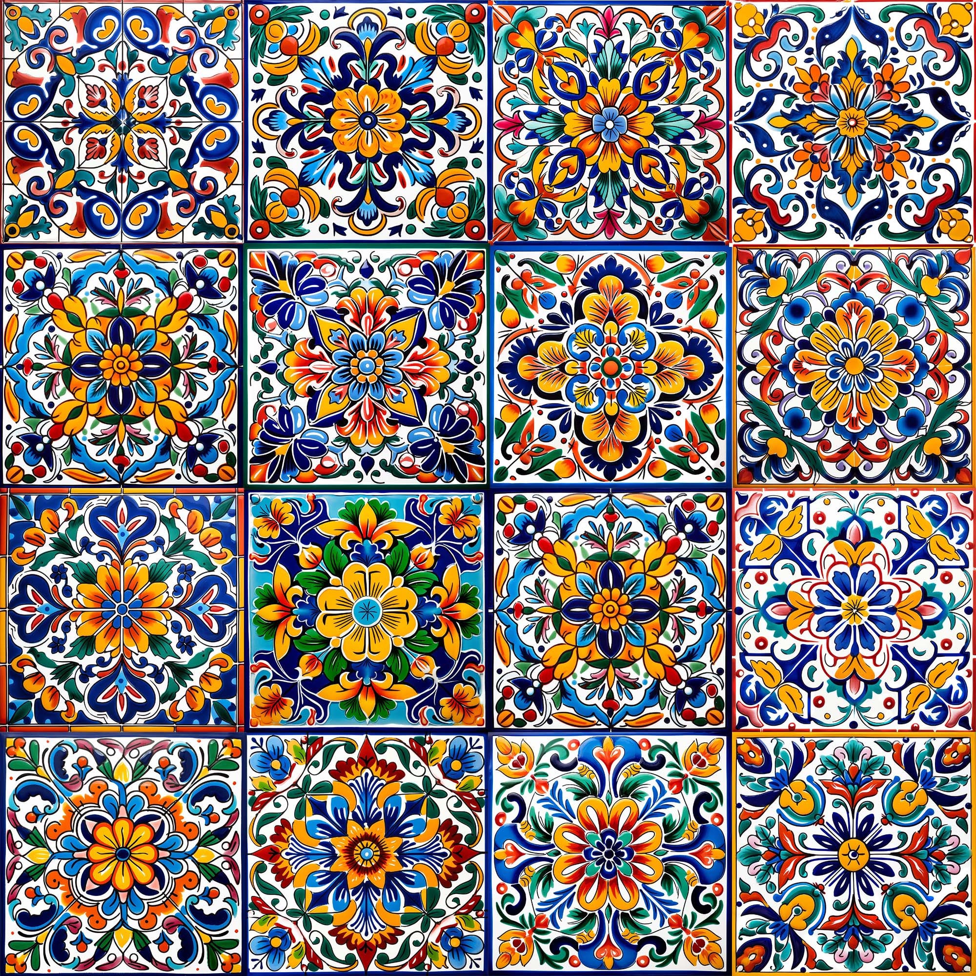 15 Mexican Style Tiles Colorful Clipart. Decoration DIY Crafts Bathroom Mosaic Digital Design ...
