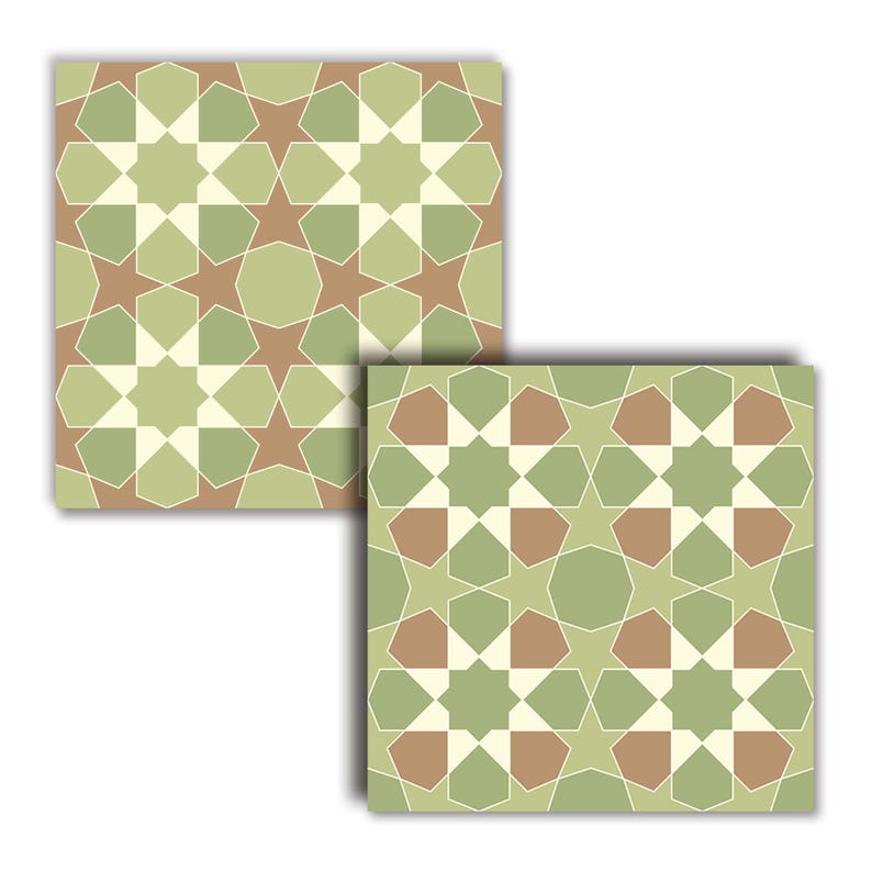 Green Geometric Tile Set, Seamless, 16 PNG 8x8