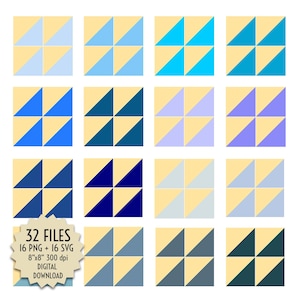 Blue Triangle Tiles, Square Geometric Mosaics, Backsplash, Fireplace Decor, Digital Download, PNG SVG Files, Clipart Print, Images Patterns