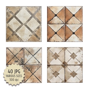 Design de azulejo rústico bege e marrom vintage, imagens de decoração quebradas e envelhecidas para cozinha, banheiro, papel de parede, escadas, backsplash, download digital