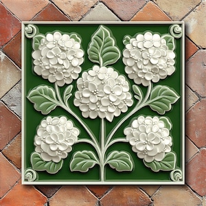 Flower tile on terracotta tile floor