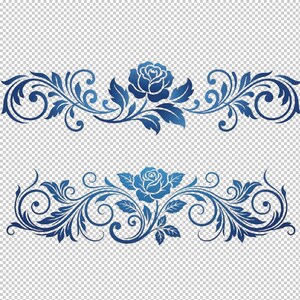 Blue Roses Divider Blue Rose Border Set | 9 PNG Transparent Background | Vintage Floral ...