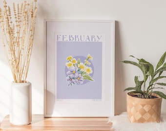 Februar Geburtsmonat Botanisches Poster