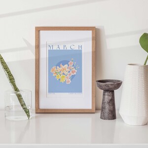 March Birth Month Botanical Poster