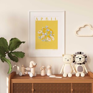April Birth Month Botanical Poster