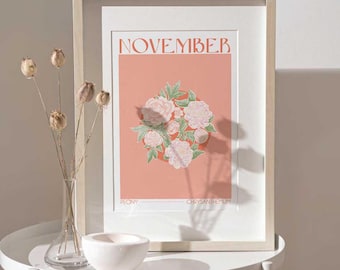 Poster botanique du mois de naissance de novembre