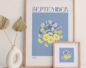 Poster botanique du mois de naissance de septembre