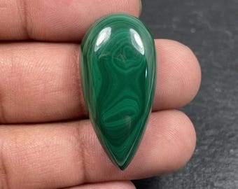 Natural Malachite Cabochon | AAA Green Malachite Gemstone | Pear Cabochon Loose Stone | Jewelry Making Supply | Healing Crystal (28X14X7 MM)