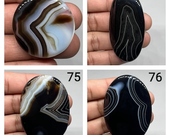 Black Banded Onyx Palm Stone - Elegant Onyx Pendant - Protection Crystal - Fidget Anxiety Tool - Natural Banding - Gift for Crystal Lover
