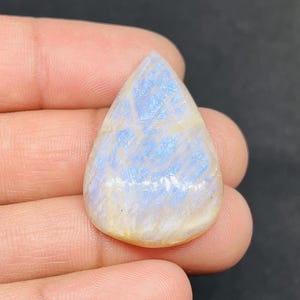 Pear Rainbow Moonstone Cabochon: African Gemstone, Jewelry Making (35X23X7 MM)