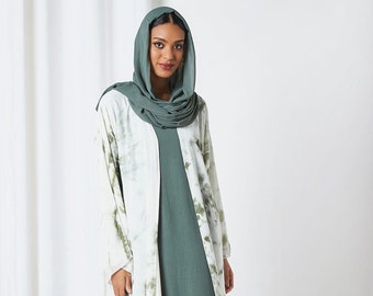 Zomercollectie, vrijetijdskleding in Bisht-stijl, stropdas- en kleurstof-abaya.